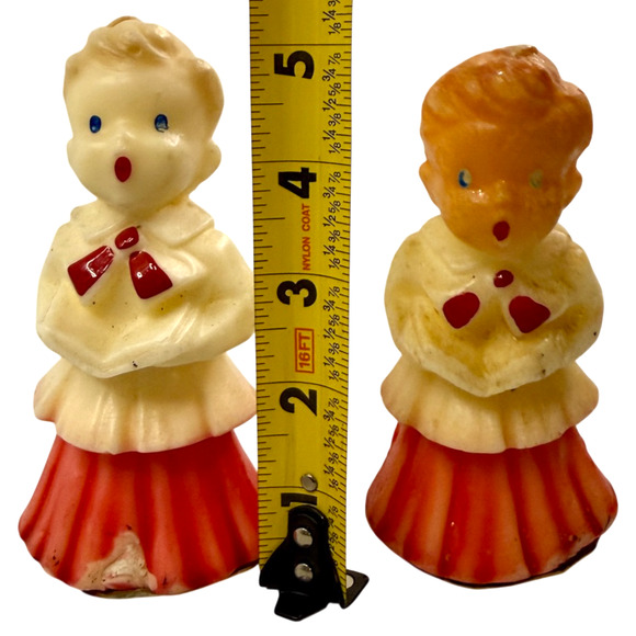 Gurley Christmas Candles Lot of 2 Choir Boys Carolers Vintage Label MCM 5" Unlit - Picture 2 of 8